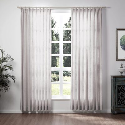 Elegant 96-Inch Faux Linen Pinch Pleat Drapery for Light Filtering Privacy