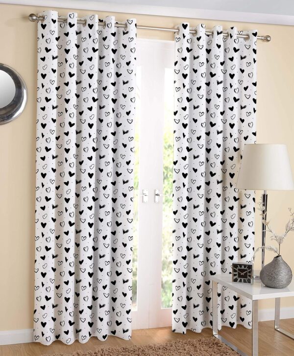 Elegant AIRWILL 100% Cotton Black & White Grommet Curtains - Pack of 2