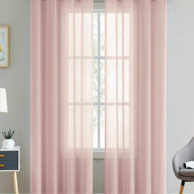 Elegant Baby Pink Cotton Linen Curtains for Stylish Home Decor