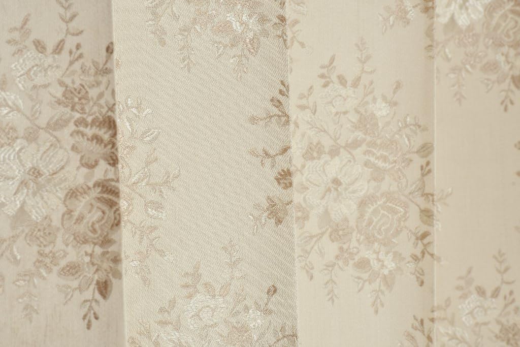 Elegant Beige Flower Design Curtains: Perfect Room Darkening Solution for Long Doors