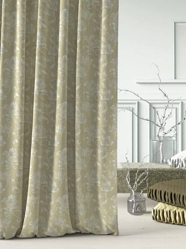 Elegant Beige Jacquard Curtain for Doors - Room Darkening 7 FT Length