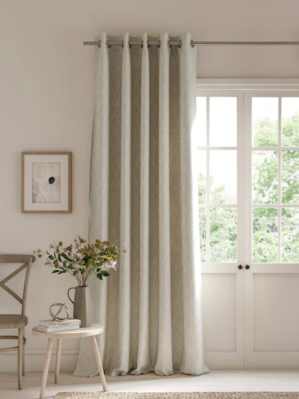 Elegant Beige Jacquard Geometric Curtains for Room Darkening - 7 FT Door