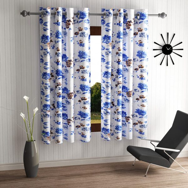 Elegant Blue Polyester Eyelet Curtains - Home Sizzler 2 Piece Set