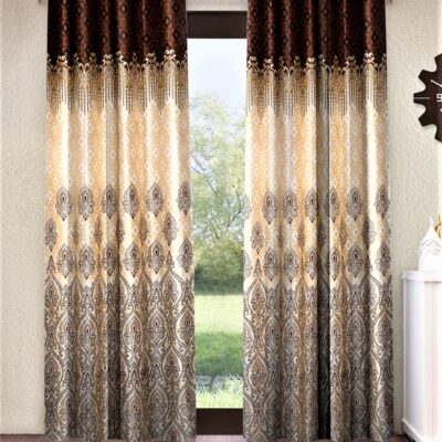 Elegant Brown Eyelet Window Curtains – Home Sizzler Ethnic Motif Panels