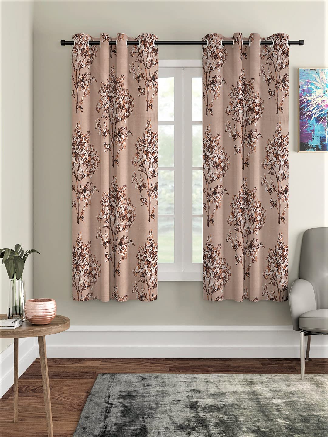 Elegant Brown Floral Eyelet Curtains: Transform Your Space with Style