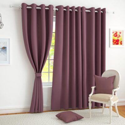 Elegant Burgundy Blackout Long Door Curtains Set – Thermal Insulated & Room Darkening