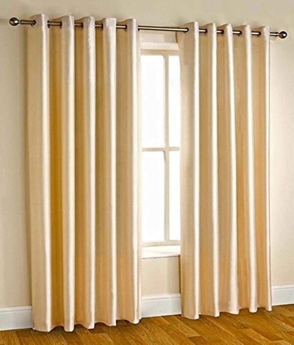 Elegant Cream Curtains for Long Doors - Galaxy Home Decor, Pack of 2