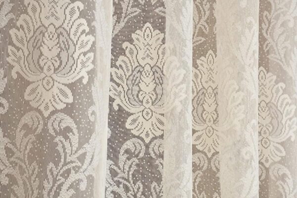 Elegant Cream Eyelet Curtains for 7 Feet Doors - Honger Semi Sheer Damask Net