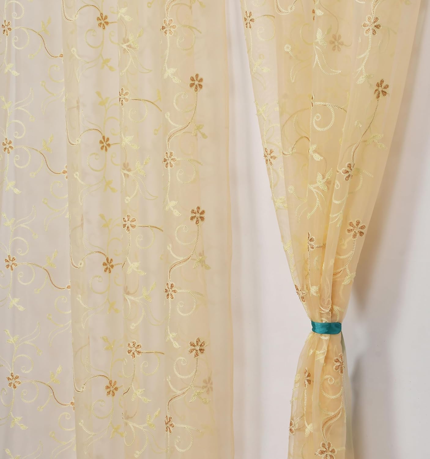 Elegant Cream Floral Embroidery Sheer Curtains: Enhance Your Home Decor Today