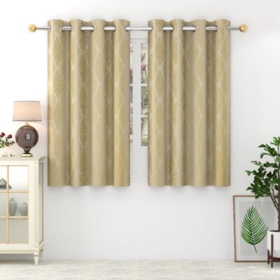 Elegant Cream Paisley Velvet Curtains | 80% Room Darkening | 2Pc Eyelet Set