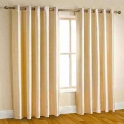 Elegant Cream Polyester Curtains for Doors – Set of 2, 7 Feet Long