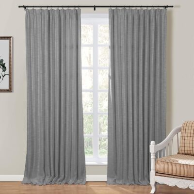 Elegant Gray Linen Blend Room Darkening Curtains for Effortless Light Control