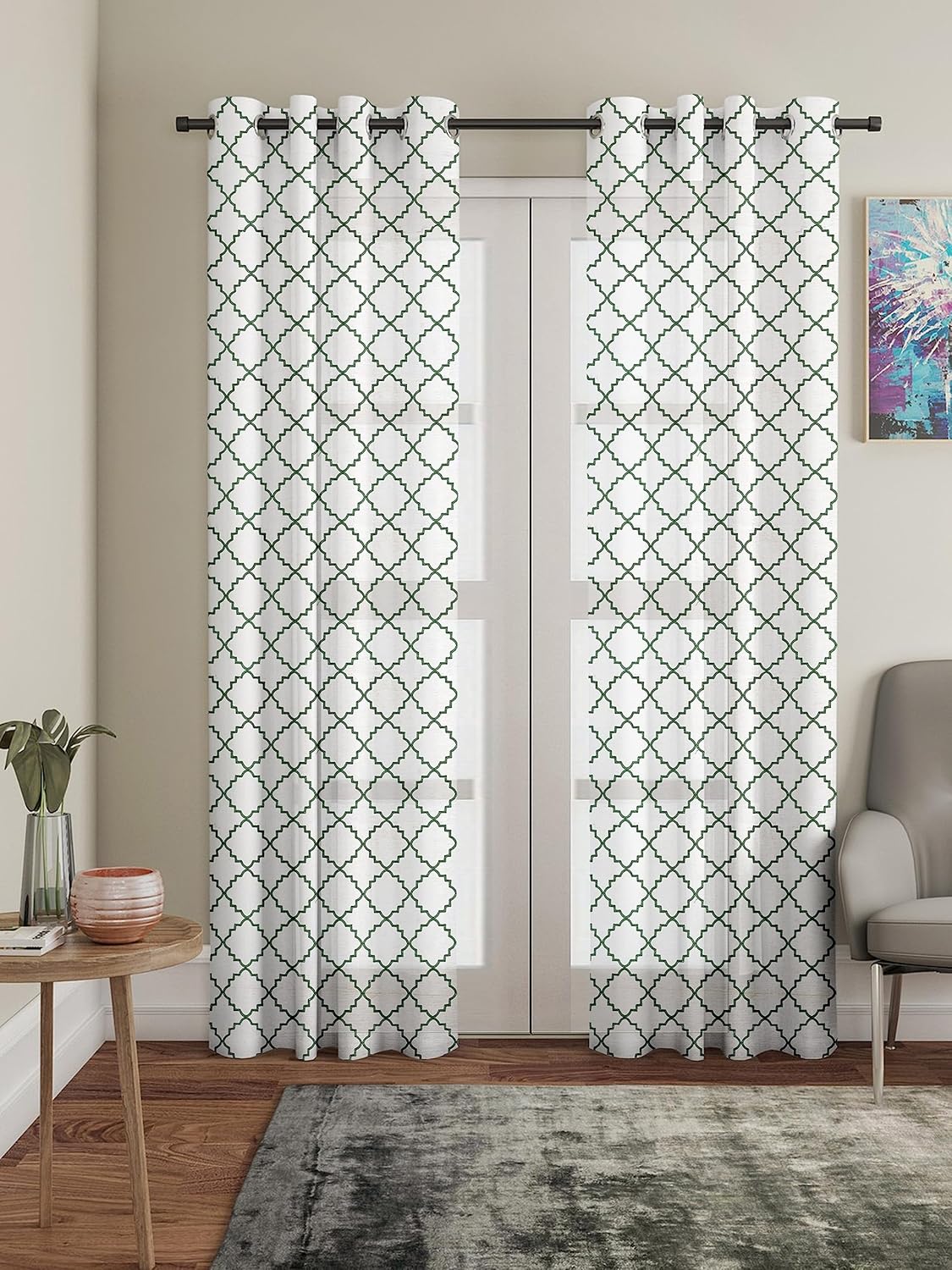 Elegant Green Polyester Curtains: Stylish Embroidery for Any Doorway