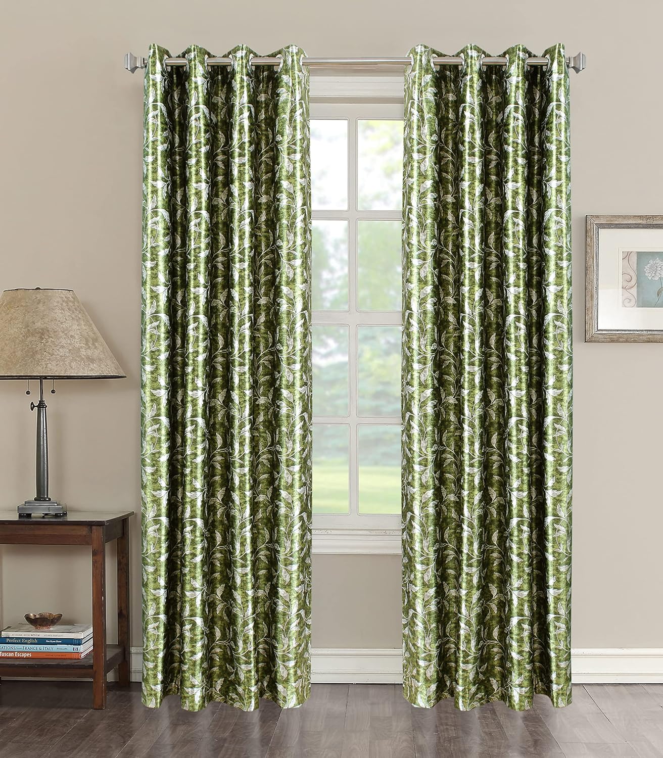 Elegant Green Room Darkening Eyelet Curtains: Perfect for Your Living Room