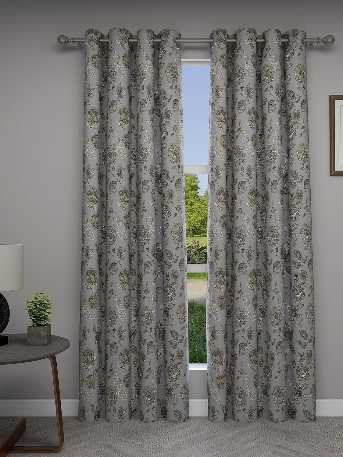 Elegant Grey Floral Door Curtains: Perfect Blend of Style and Functionality