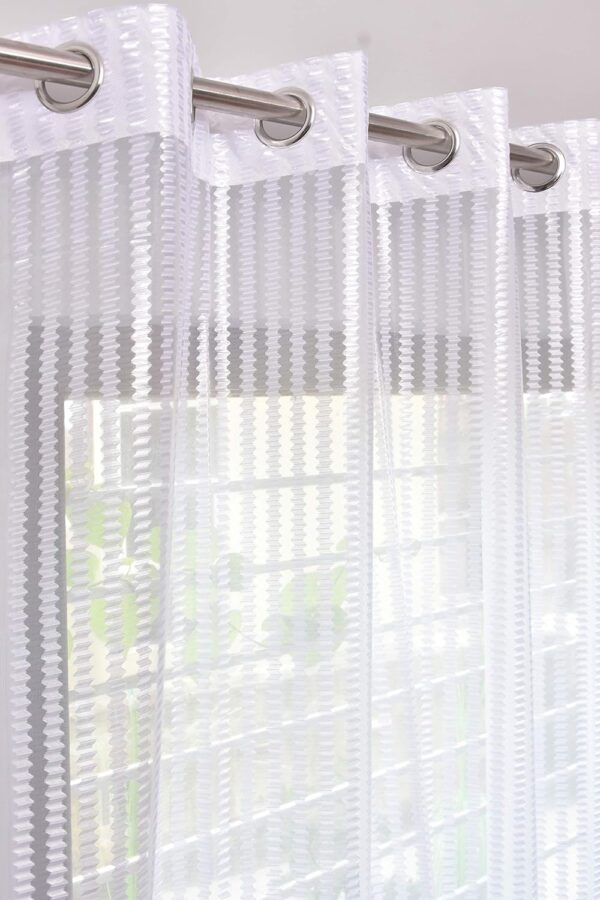 Elegant HFI Tissue Transparent Net Sheer Curtains - 7 Feet, White, Pack of 2