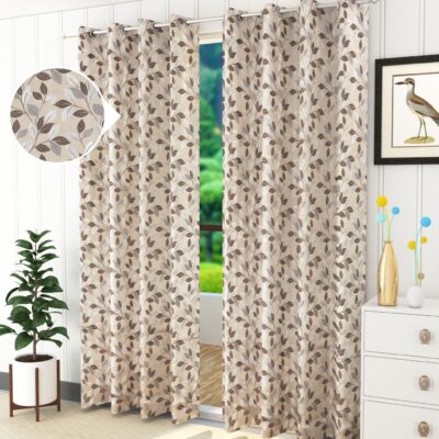 Elegant Jacquard Leaf Design Room Darkening Curtains for Living Room or Bedroom