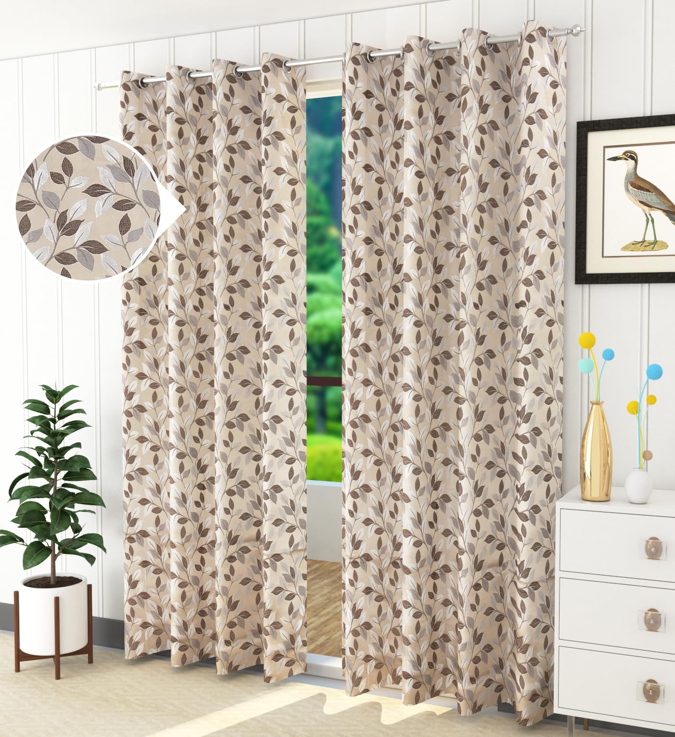 Elegant Jacquard Leaf Design Curtains: Perfect for Room Darkening and Style