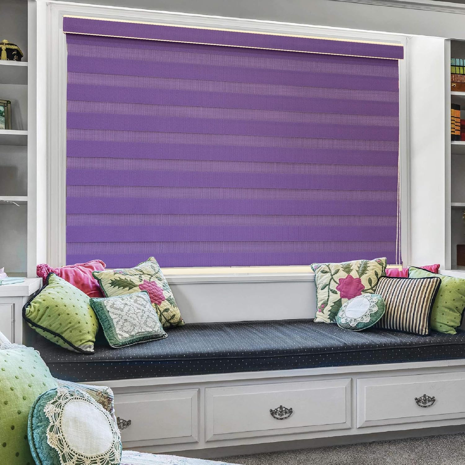 Elegant Lavender Zebra Blinds: Stylish Dual Layer Shades for Optimal Light Control