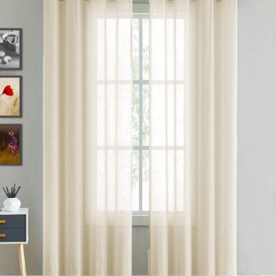 Elegant Light Almond Sheer Cotton Curtains with Eyelets for Stylish Homes