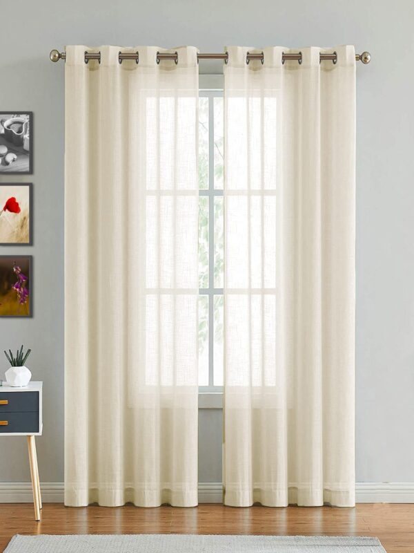 Elegant Light Almond Sheer Cotton Curtains with Eyelets for Stylish Homes