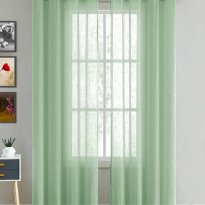 Elegant Mint Sheer Curtain Set for 8-Foot Doors – Home Decor Delight