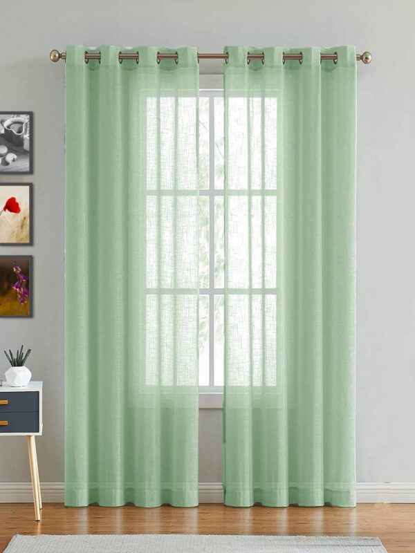 Elegant Mint Sheer Curtain Set for 8-Foot Doors - Home Decor Delight