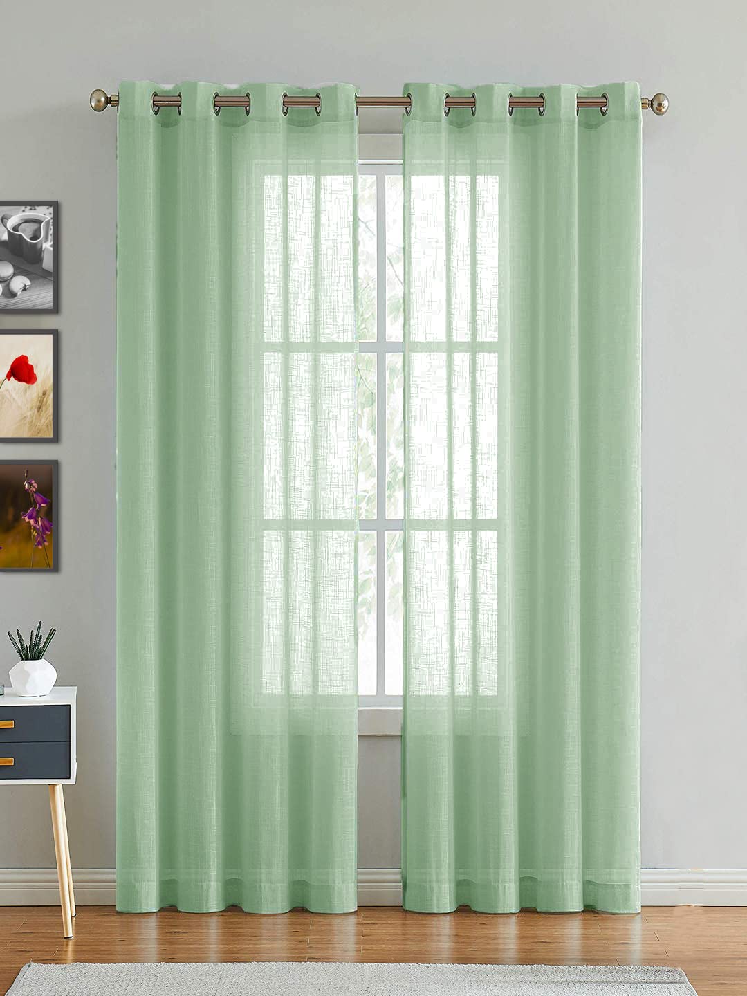 Elegant Mint Sheer Curtain Set: Transform Your Home Decor Effortlessly