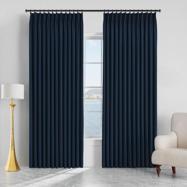 Elegant Navy Blue Pinch Pleat Blackout Curtains for Ultimate Room Darkening