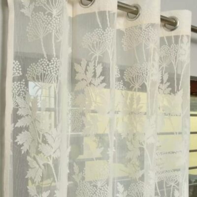 Elegant Offwhite Eyelet Curtains for Living Room, Bedroom, and Kitchen Decor