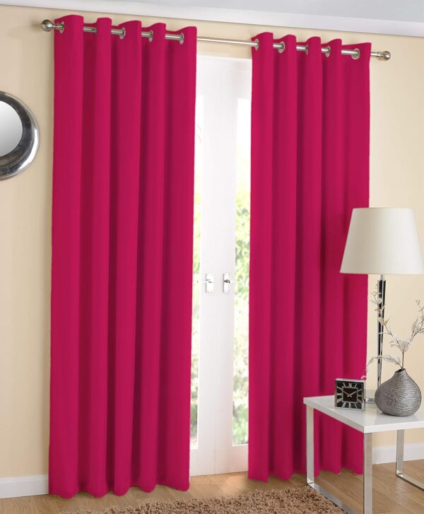 Elegant Pink 100% Cotton Door Curtains - 7ft Length, Set of 2