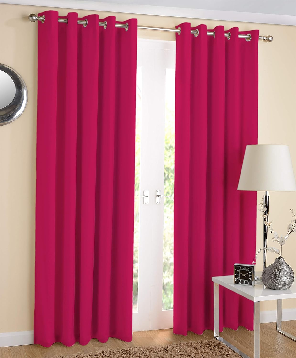 Elegant Pink Cotton Door Curtains: Stylish 7ft Length for Any Home