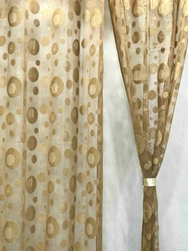 Elegant RIDHAAN Brown Dot Circles 9 Feet Imported Net Fabric Curtains