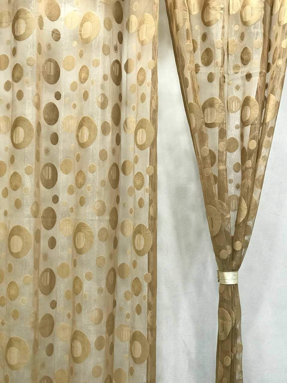 Elegant RIDHAAN Brown Dot Circles Curtains: A Luxurious Touch for Your Home