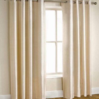 Elegant Royal Silky Cream Window Curtains with Stainless Steel Eyelets – 6 Feet