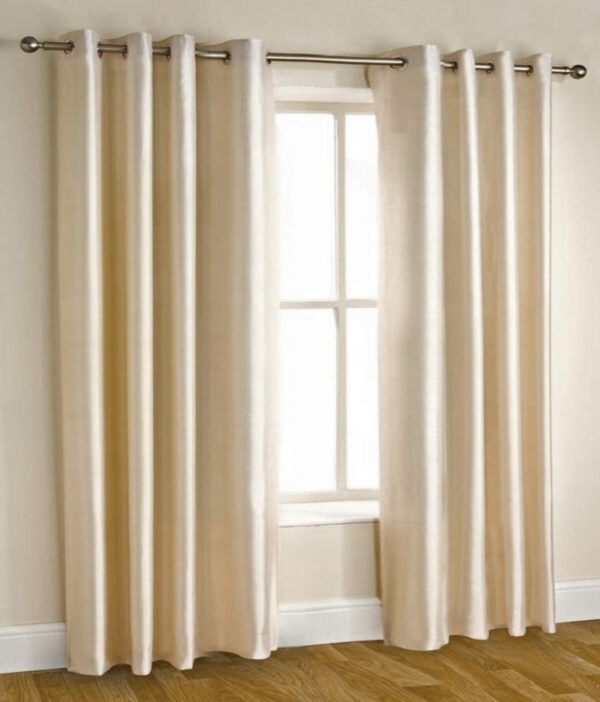 Elegant Royal Silky Cream Window Curtains with Stainless Steel Eyelets - 6 Feet