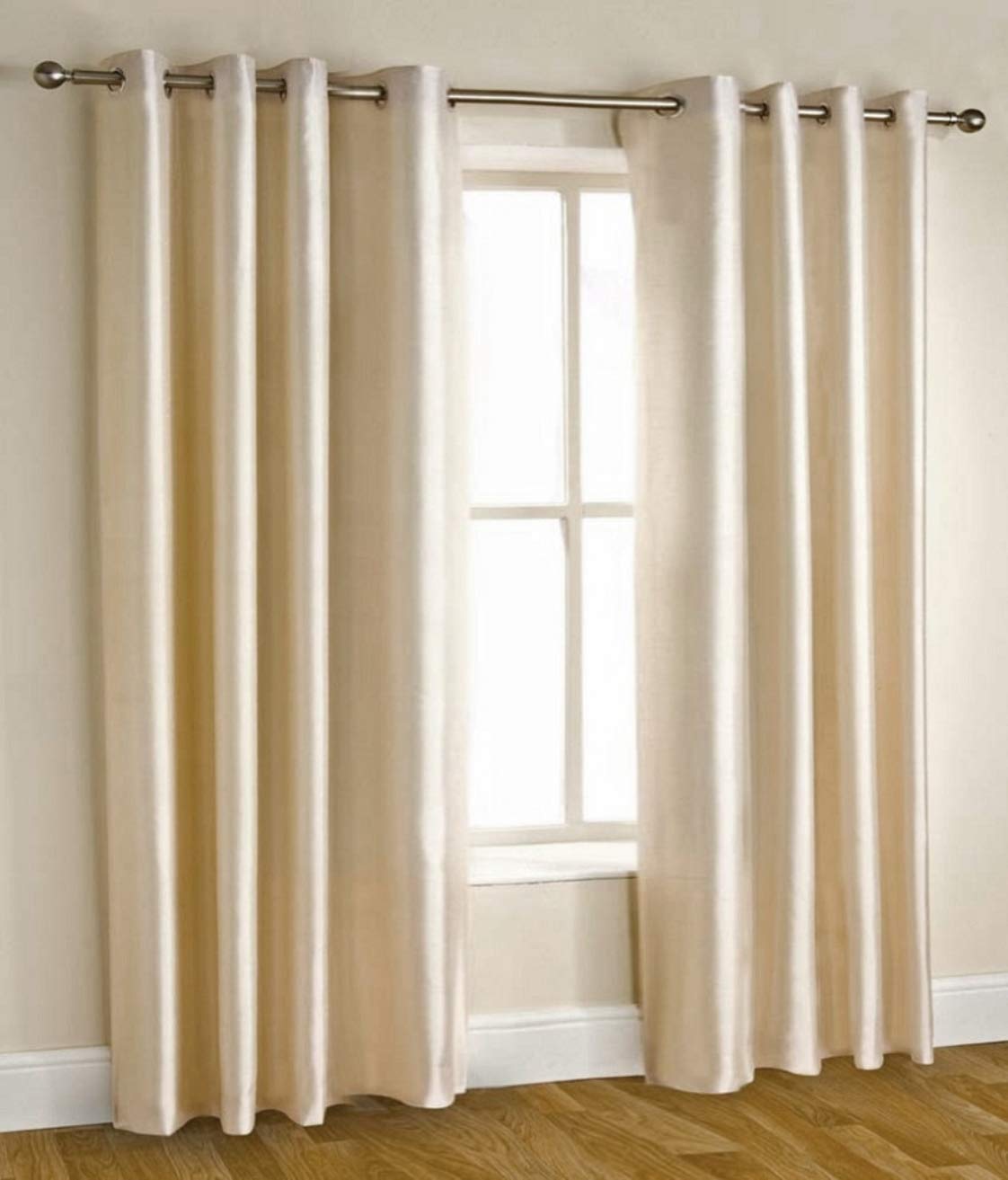 Elegant Royal Silky Cream Curtains with Eyelets: Elevate Your Home Decor