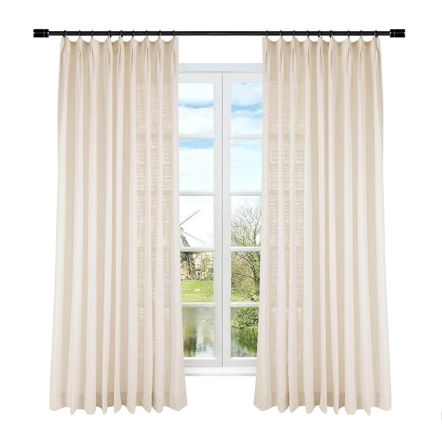 Elegant Sand Beige Pinch Pleat Curtains: Perfect for Darkened Spaces