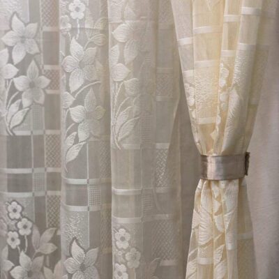 Elegant Semi-Sheer Beige Curtains for 9Ft Doors – Set of 2