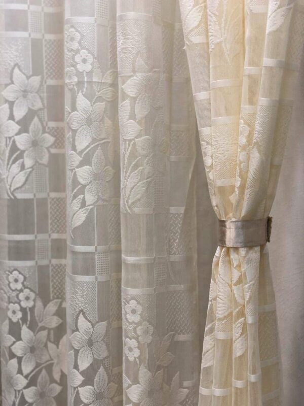 Elegant Semi-Sheer Beige Curtains for 9Ft Doors - Set of 2