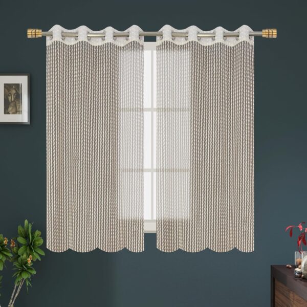 Elegant Sheer Curtains for 5 Feet Windows | Semi-Transparent Cream Parda Set