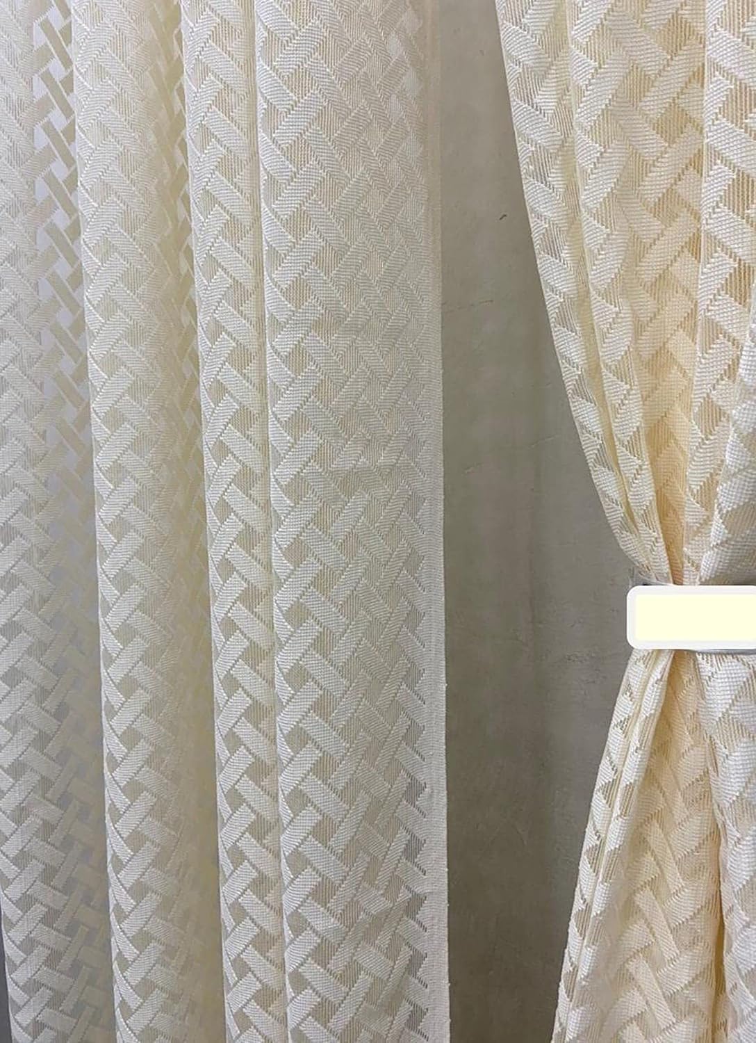 Elegant Sheer Transparent Net Curtains for 9 Feet Doors in Cream Review