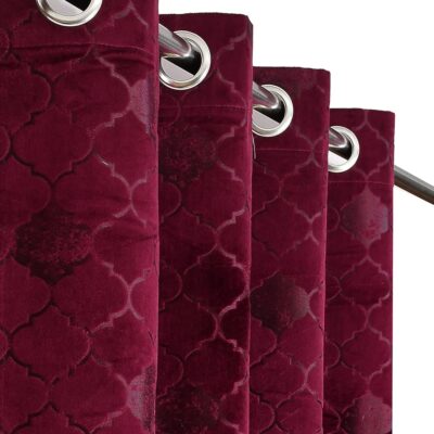 Elegant Velvet Embossed Curtains for 9 Feet Doors in Living Rooms and Bedrooms