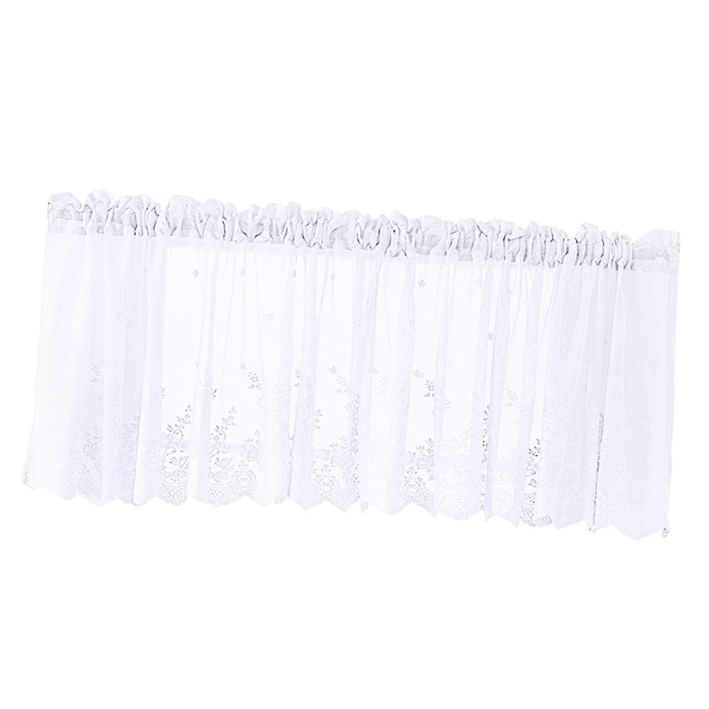 Elegant White Lace Voile Sheer Curtain Valance for Chic Home Elegance