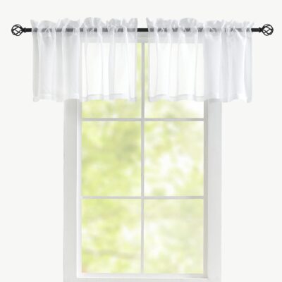 Elegant White Sheer Valance Curtains for Windows – 2 Panels, 18 Inch Length