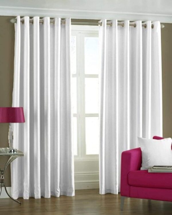 Elegant White Solid Plain Curtains for 9-Foot Long Doors by Galaxy Home Decor