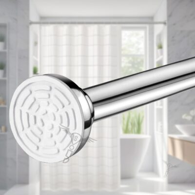 Extendable Stainless Steel Shower Curtain Tension Rod for Easy Installation