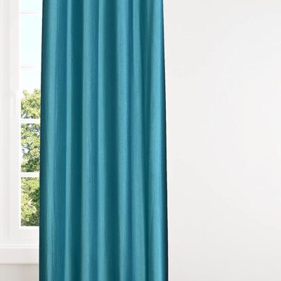 Faux Texture Aqua Curtains for Living Room | Room Darkening Eyelet Panels