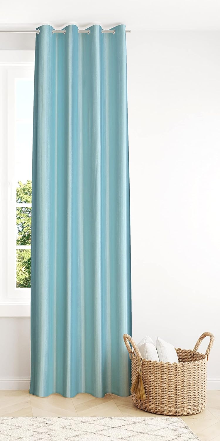 Sky Blue Faux Texture Insulated Grommet Curtains: Perfect for Any Room