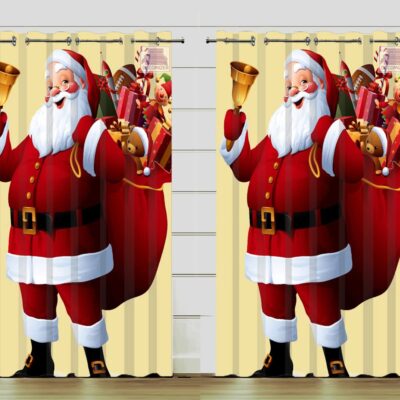 Festive 3D Santa Curtains for Kids Room | Christmas Drapes Set